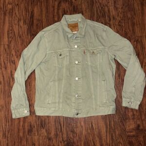 Levi's Ex-Boyfriend Denim Trucker Jacket Sz Large Light Green